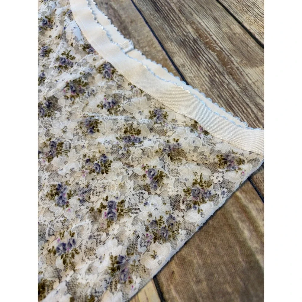 Nordstrom Womens‎ LargeFloral Lace Leggings White Sheer Footless Fairy Coquette